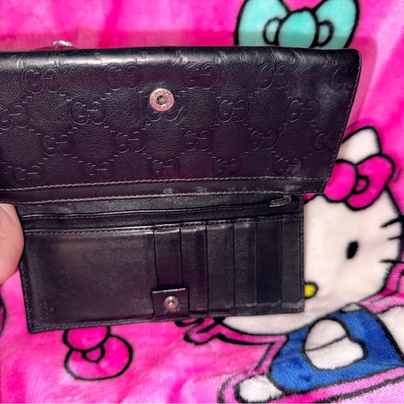 Gucci Black Embossed GG Leather Continental Wallet with Metal Logo Plaque - Picture 15 of 15
